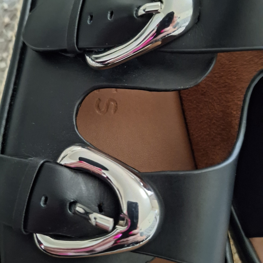 Aerosoles Black Sandals with Silver Buckles - Picture 4 of 8